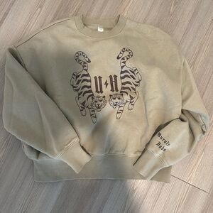 Unruly Habits Olive Green Tiger Sweatshirt NWOT